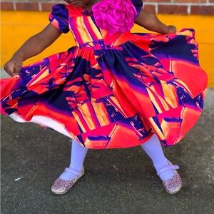 Orange Purple Toddler Princess Dress